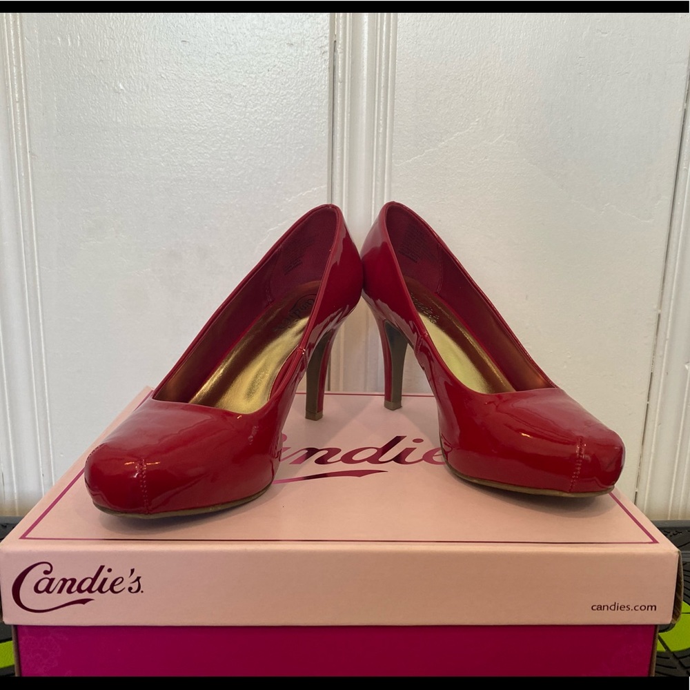Candie’s Red Platform Pumps